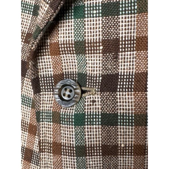 Vintage 1970s Brown Green Plaid Checked Women’s Blazer Jacket medium - Picture 13 of 15
